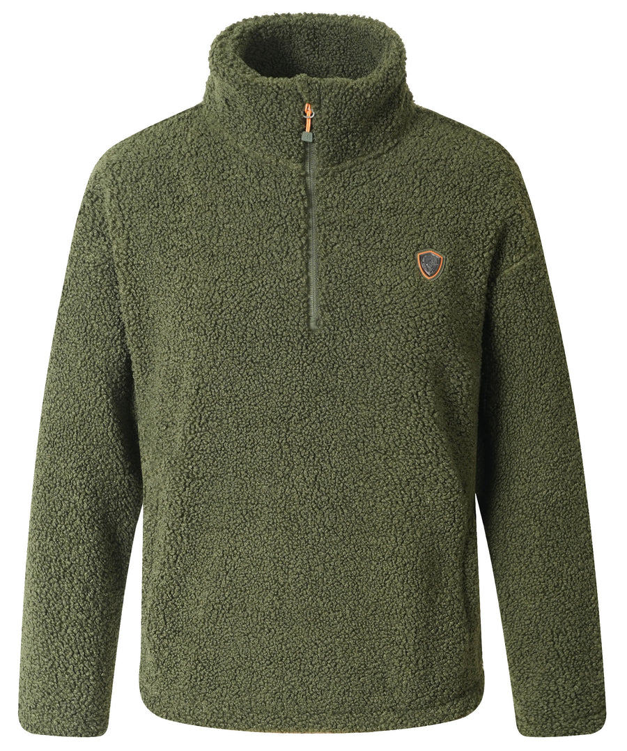 Sweat maille Teddy Covalliero 2026, coloris vert forêt, vue de face