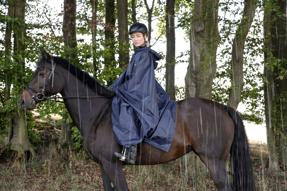 Le poncho porté en balade en forêt