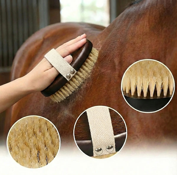 Brosse de pansage à poils naturels Monture bois