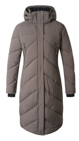 Manteau d'hiver d'équitation Covalliero 2026, coloris chocolat au lait, vue de face