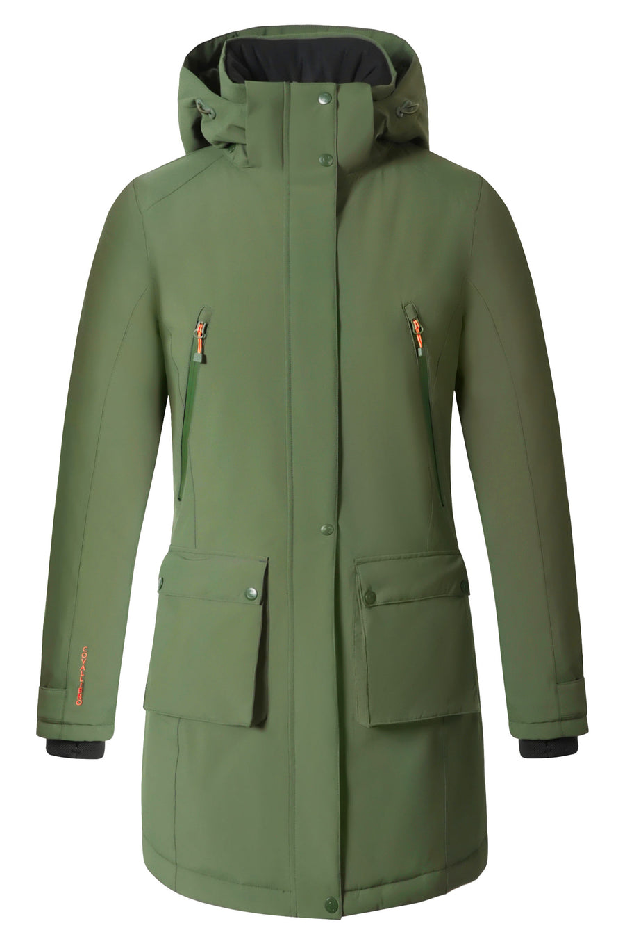 Parka d'équitation Covalliero 2026, coloris vert forêt, vue de face