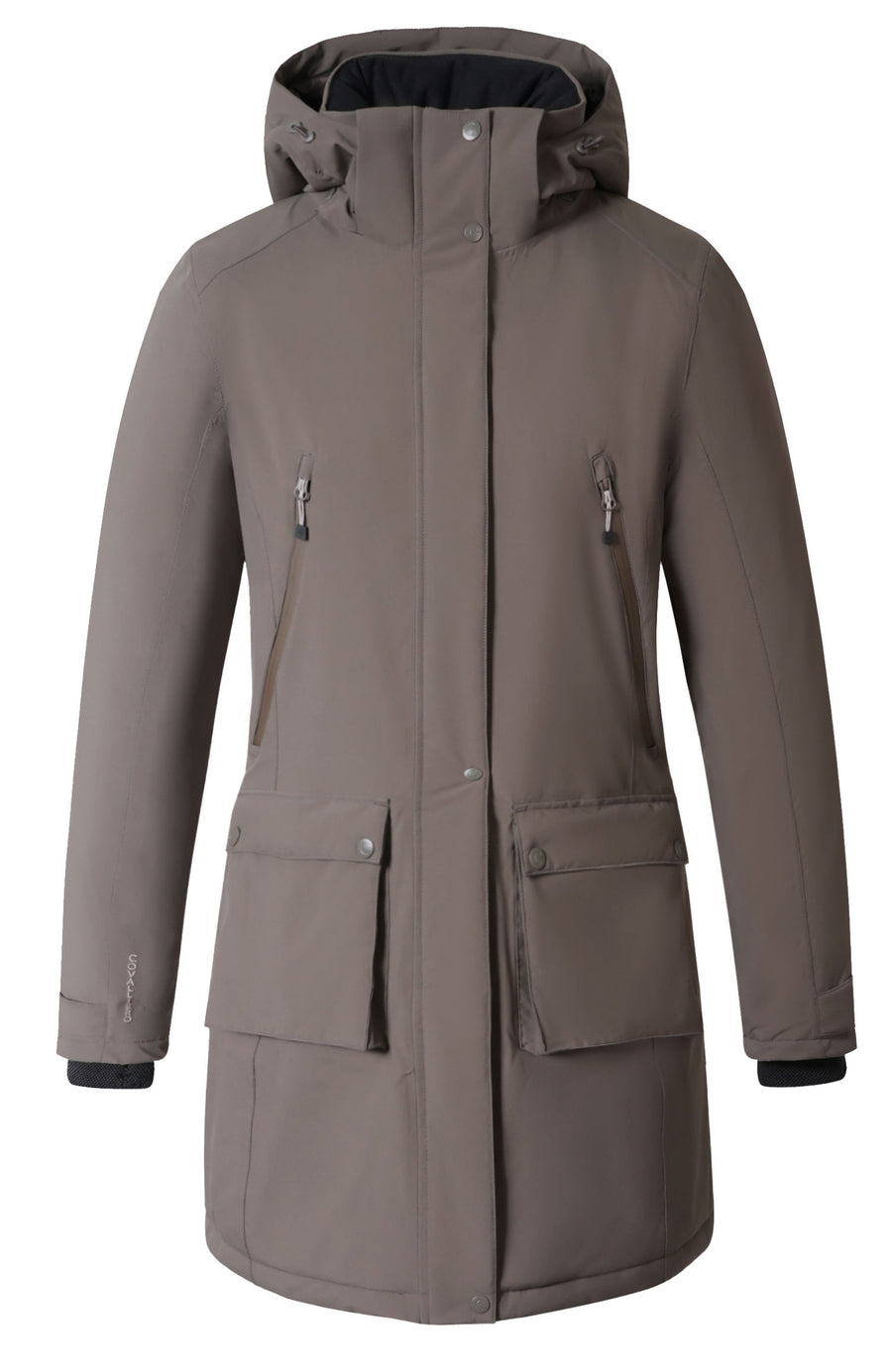Parka d'équitation Covalliero 2026, coloris chocolat au lait, vue de face